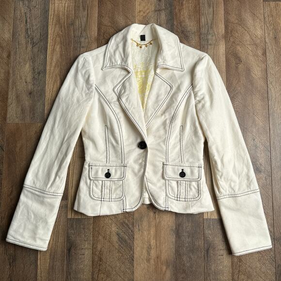 Vintage Y2K Bebe Jacket Women's Size 8 White Military Party 4288 - Picture 1 of 13